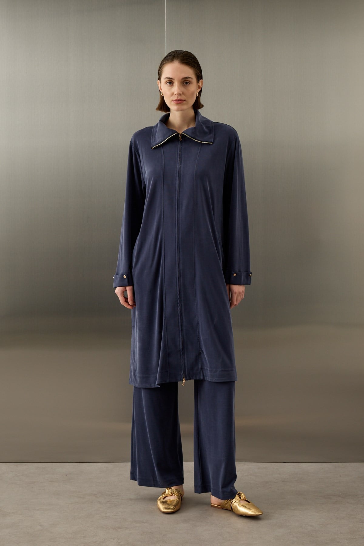 Belisa Fleto Cepli Örme Rayon Pantolonlu Takım LACİVERT