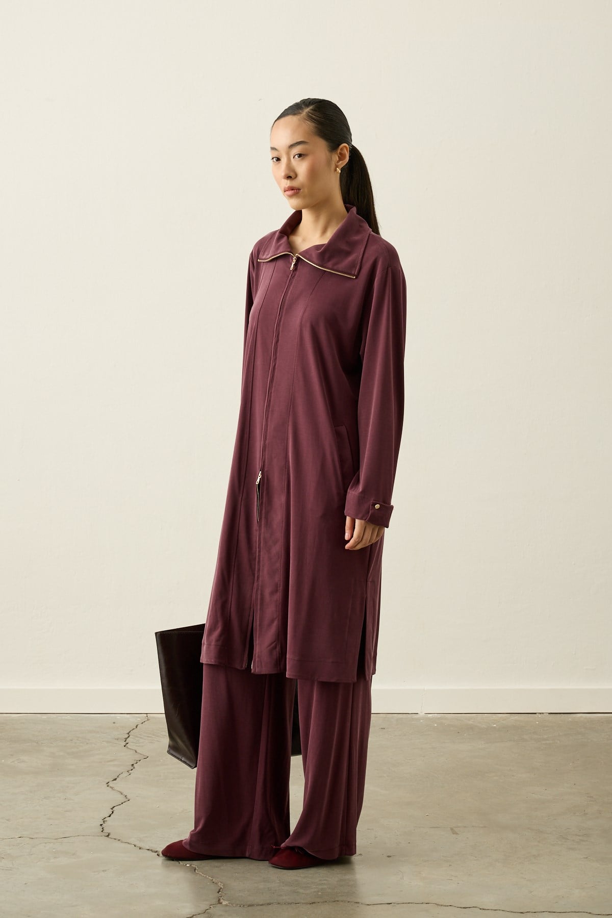 Belisa Fleto Cepli Örme Rayon Pantolonlu Takım MÜRDÜM