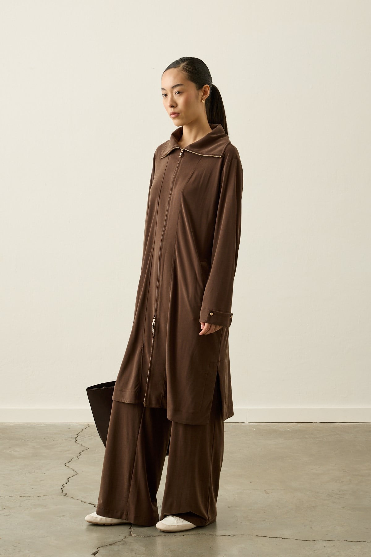 Belisa Fleto Cepli Örme Rayon Pantolonlu Takım KAHVERENGİ