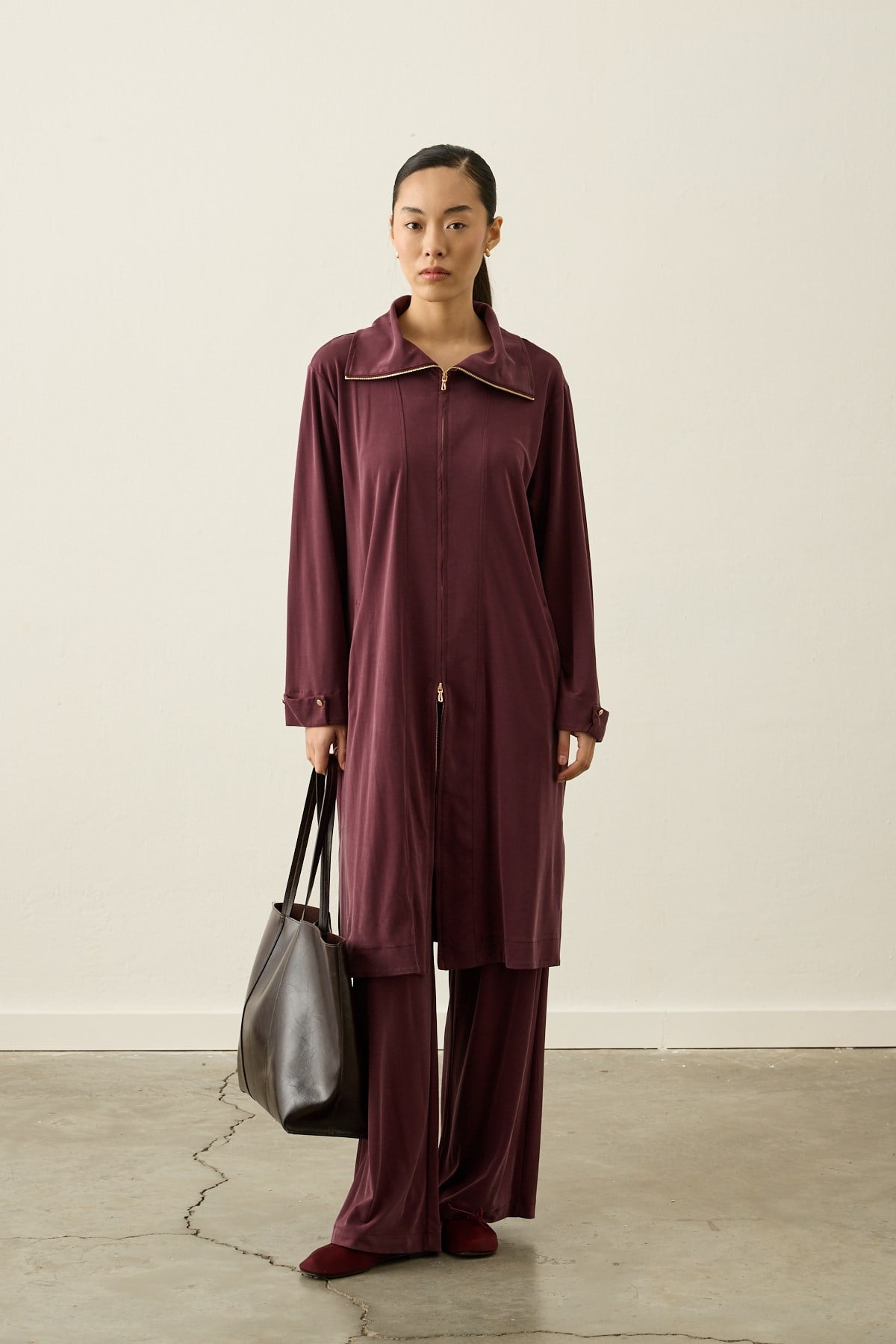 Belisa Fleto Cepli Örme Rayon Pantolonlu Takım MÜRDÜM