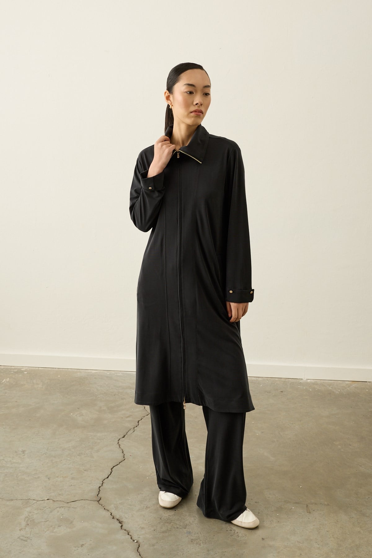 Belisa Fleto Cepli Örme Rayon Pantolonlu Takım SİYAH