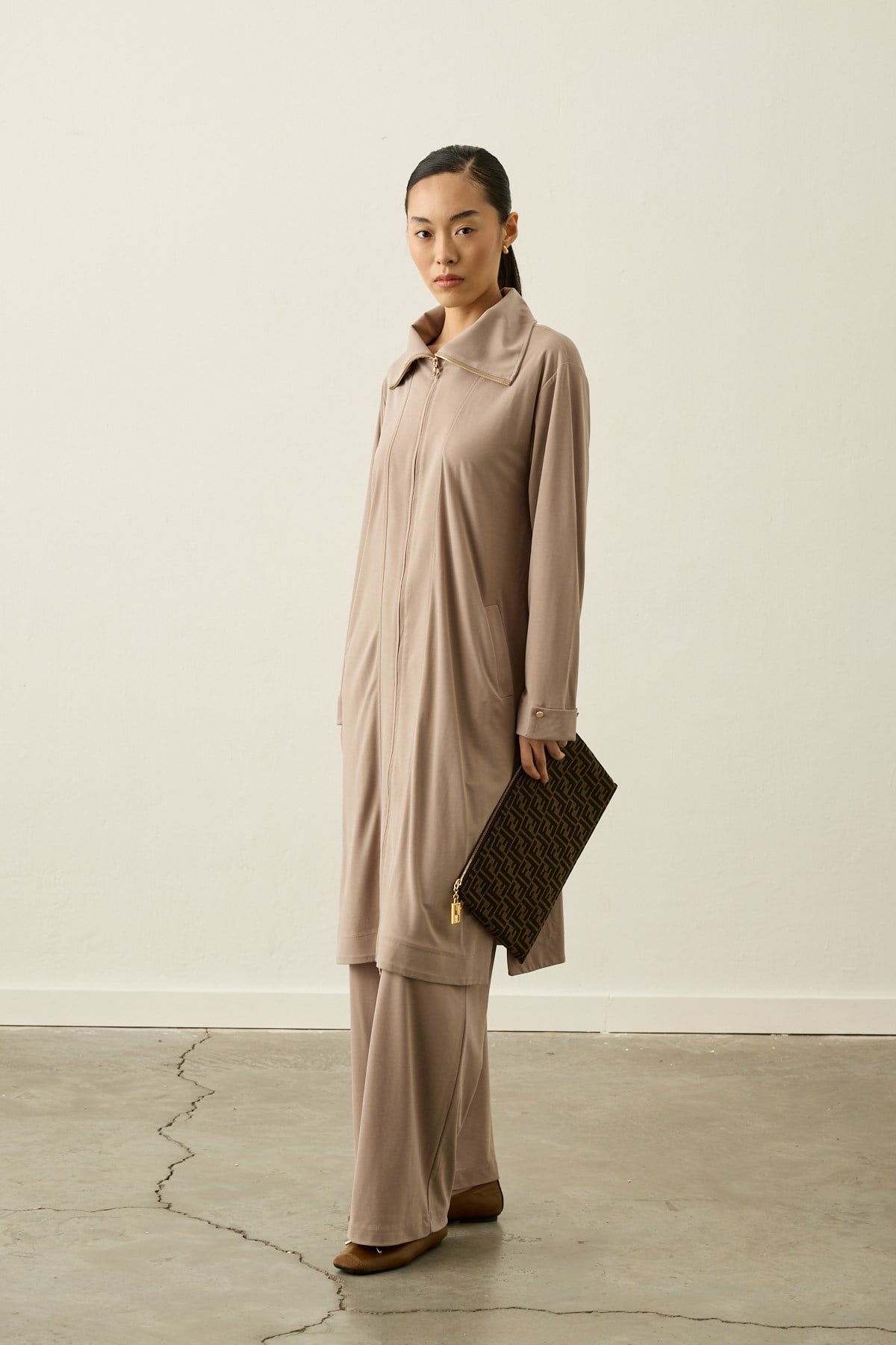 Belisa Fleto Cepli Örme Rayon Pantolonlu Takım VİZON