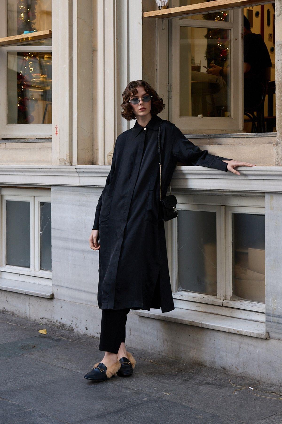 Calvin Aller Cep Detaylı Uzun Tunik SİYAH