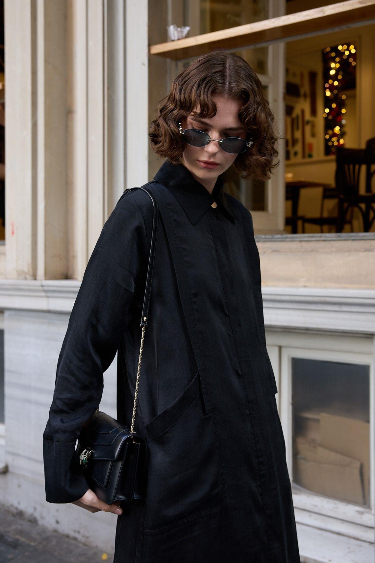 Calvin Aller Cep Detaylı Uzun Tunik SİYAH