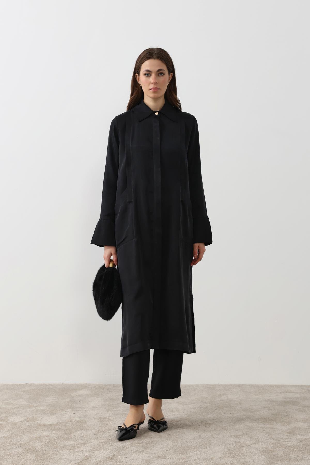 Calvin Aller Cep Detaylı Uzun Tunik SİYAH