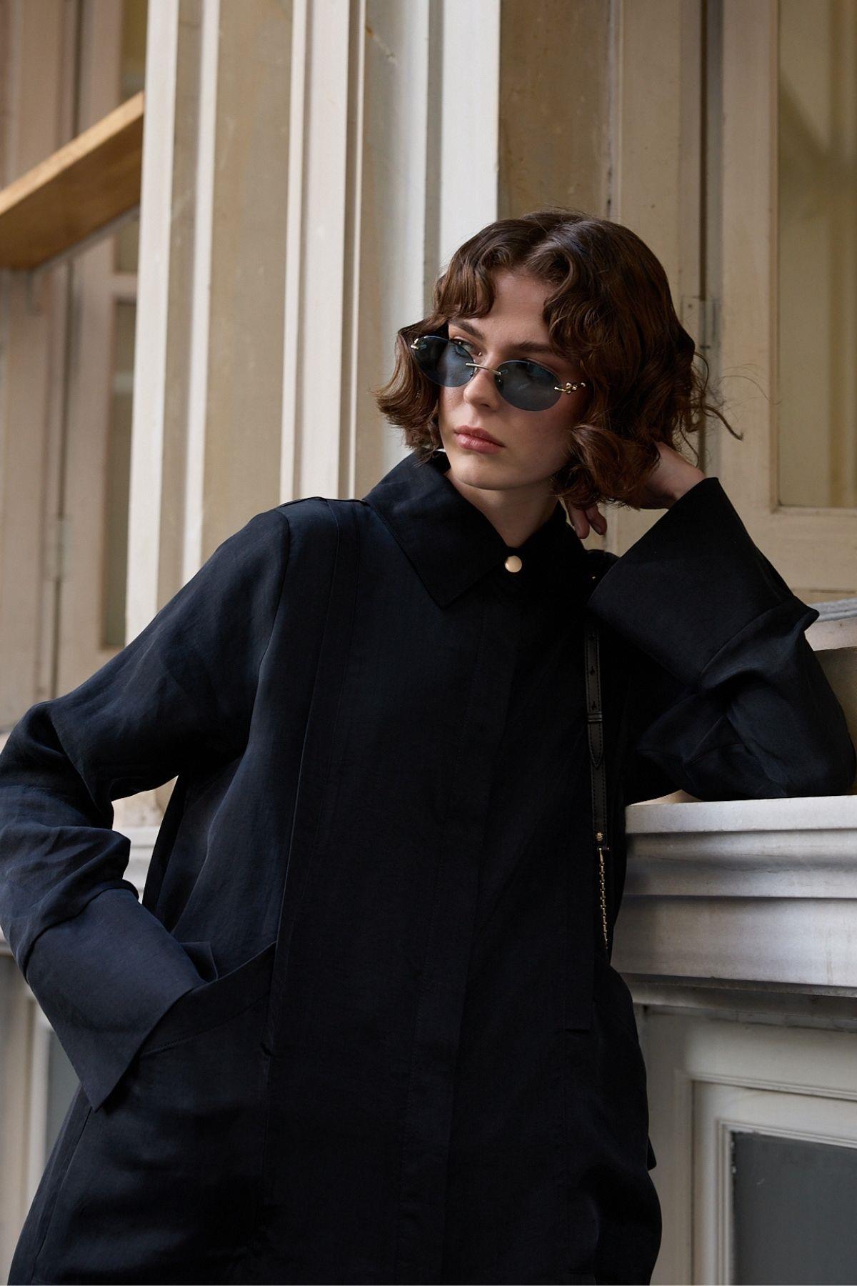 Calvin Aller Cep Detaylı Uzun Tunik SİYAH