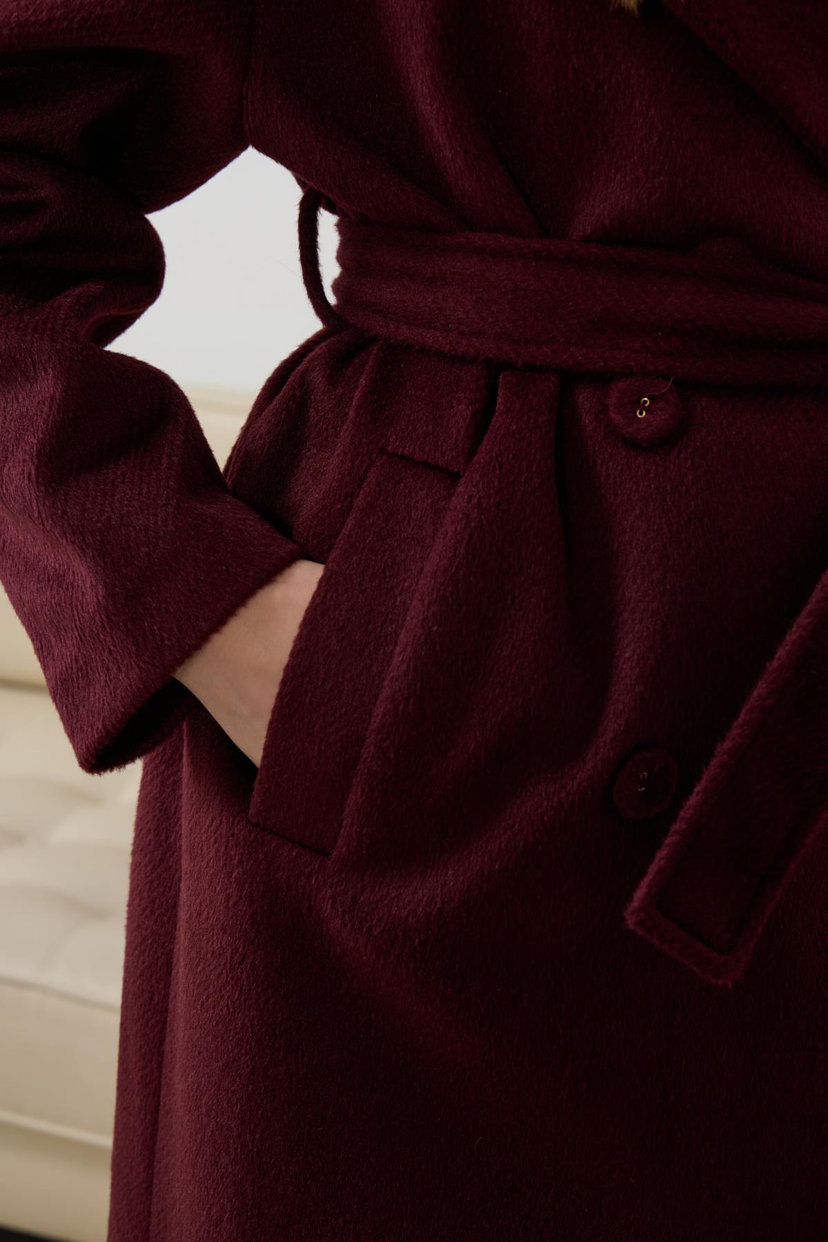 Elite Düğmeli Kuşaklı Kaban MÜRDÜM