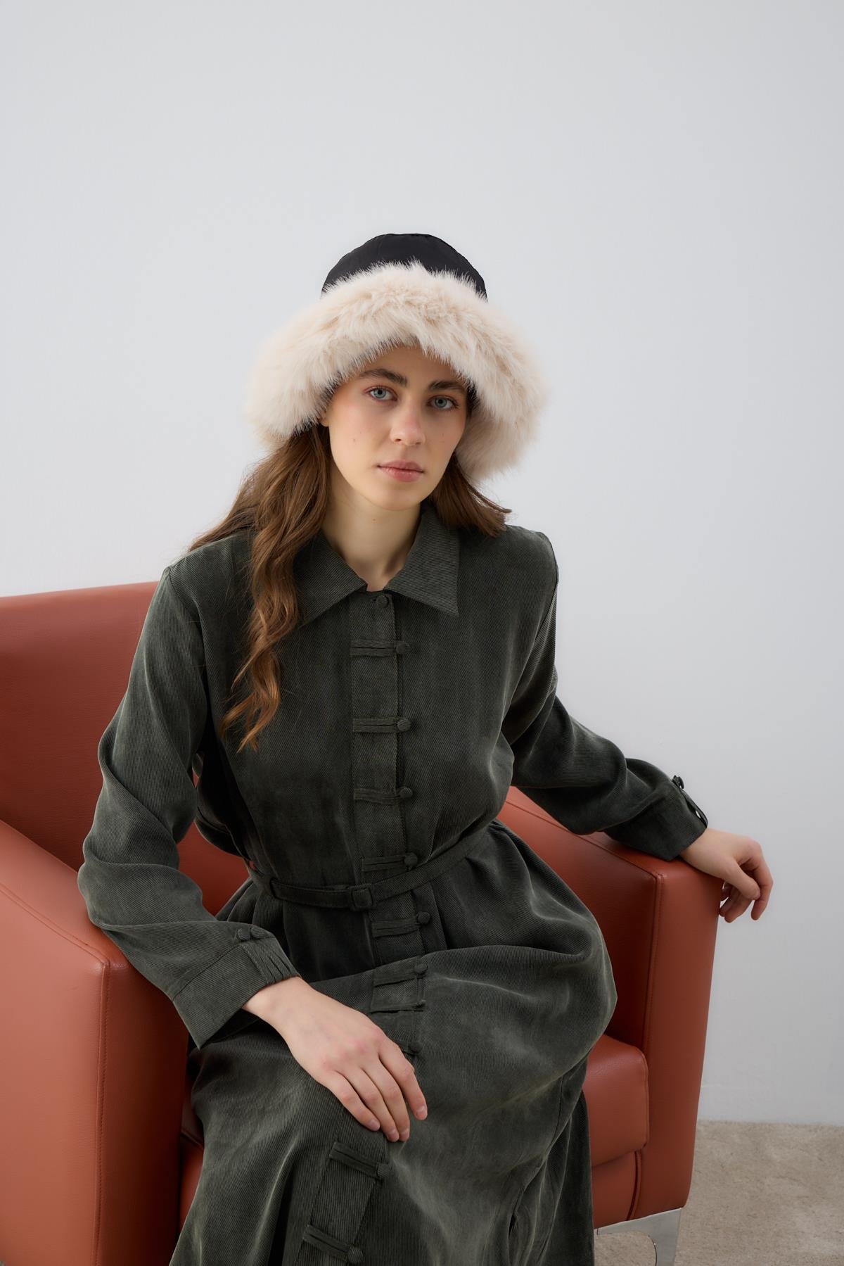 Emosh Britli Düğmeli Uzun Tunik HAKİ