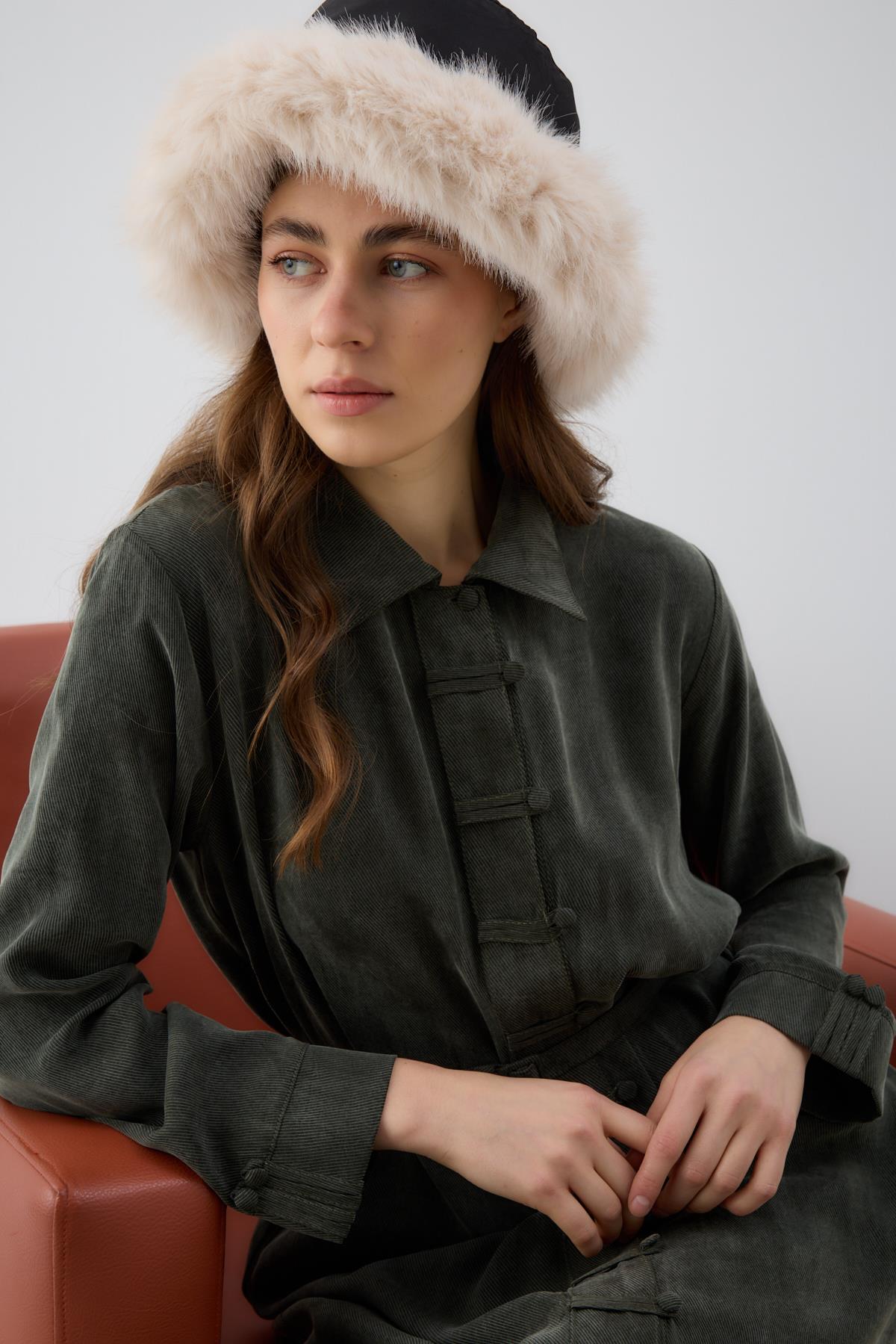 Emosh Britli Düğmeli Uzun Tunik HAKİ