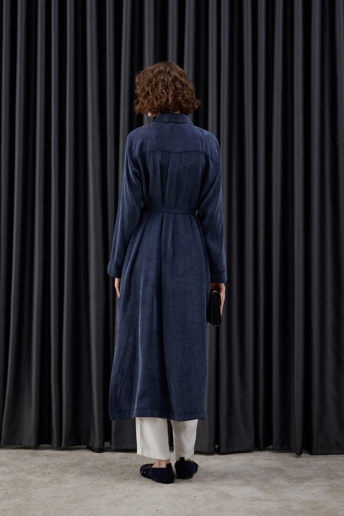 Emosh Britli Düğmeli Uzun Tunik LACİVERT