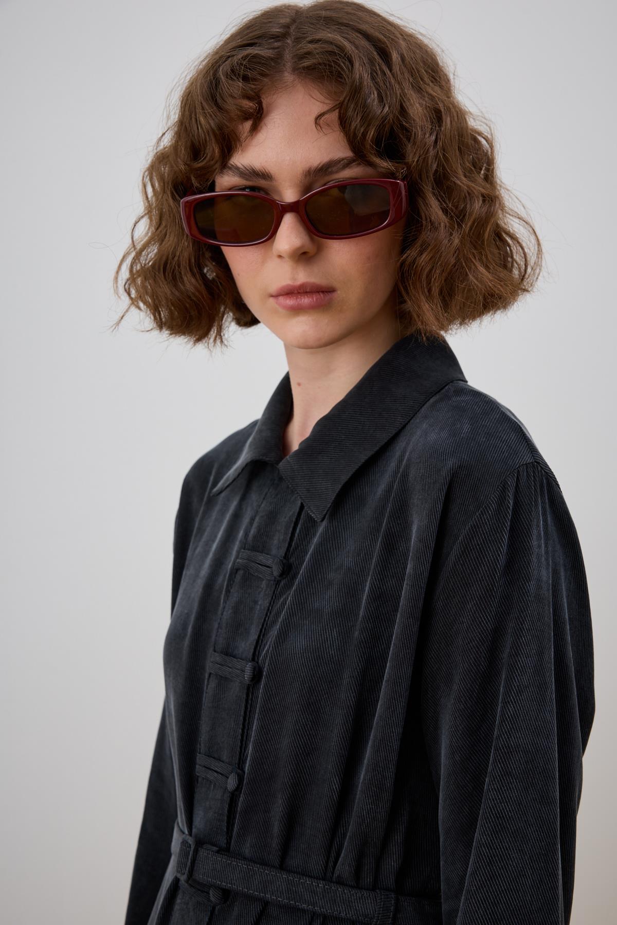 Emosh Britli Düğmeli Uzun Tunik SİYAH