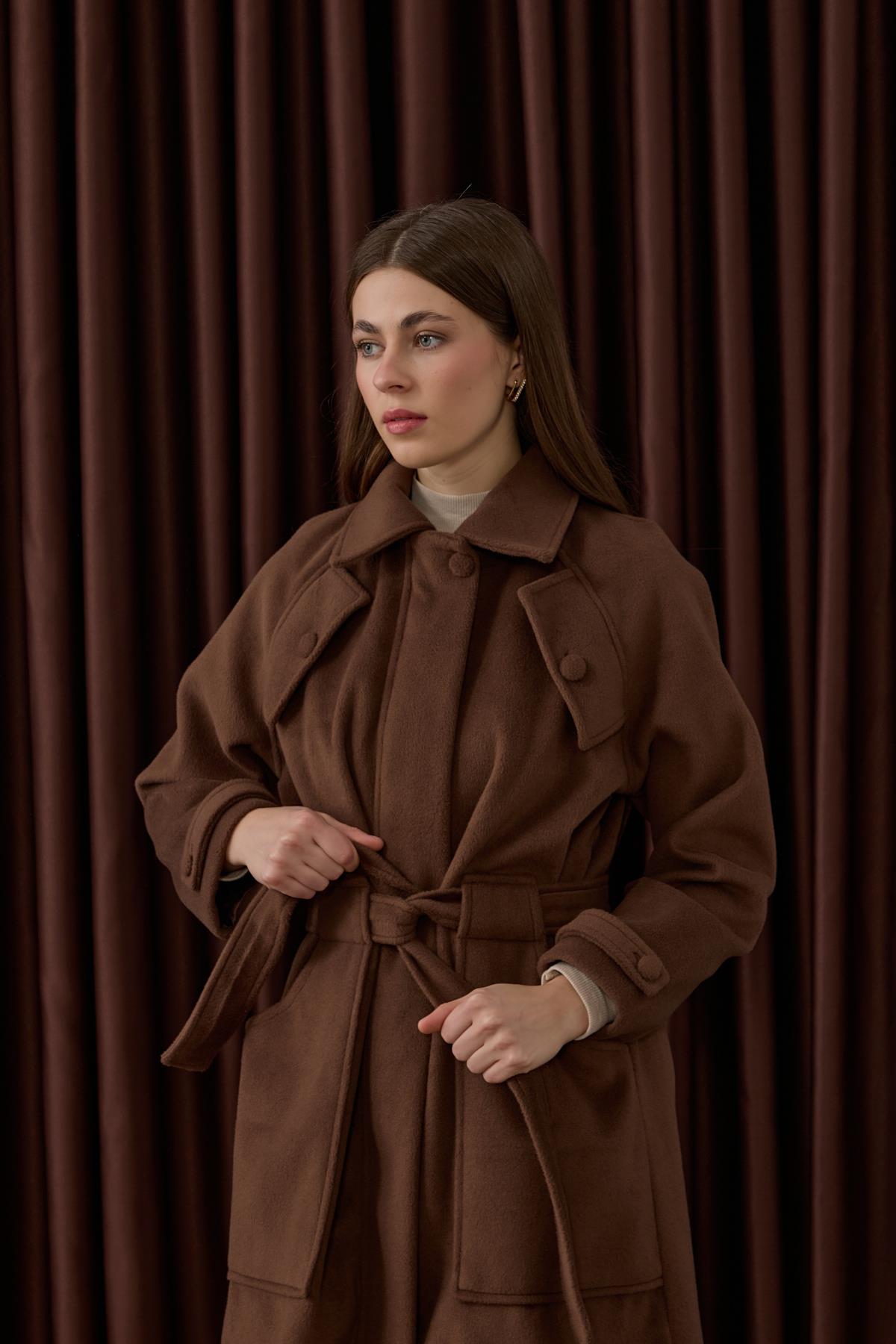 Lona Fermuarlı Büyük Cepli Kaban KAHVERENGİ