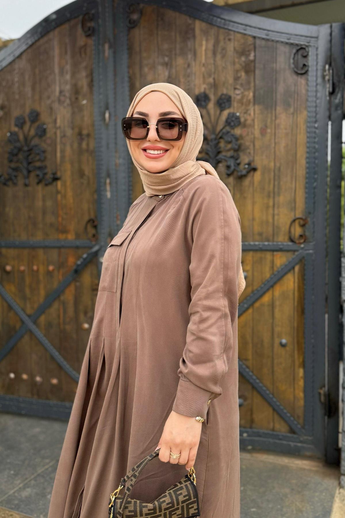 NEW LIZZY ELBİSE KAHVERENGİ