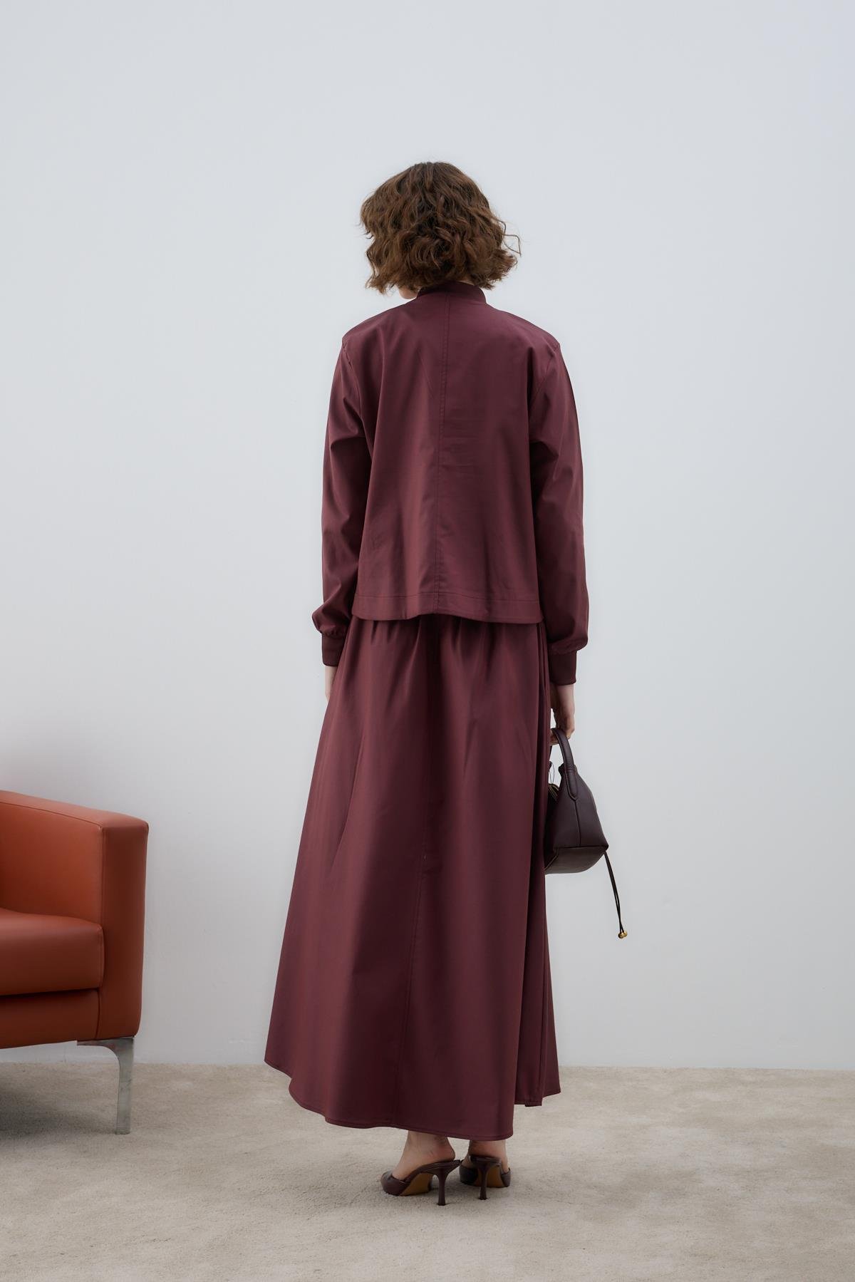 Opera Ribanalı Pileli Etekli Takım MÜRDÜM