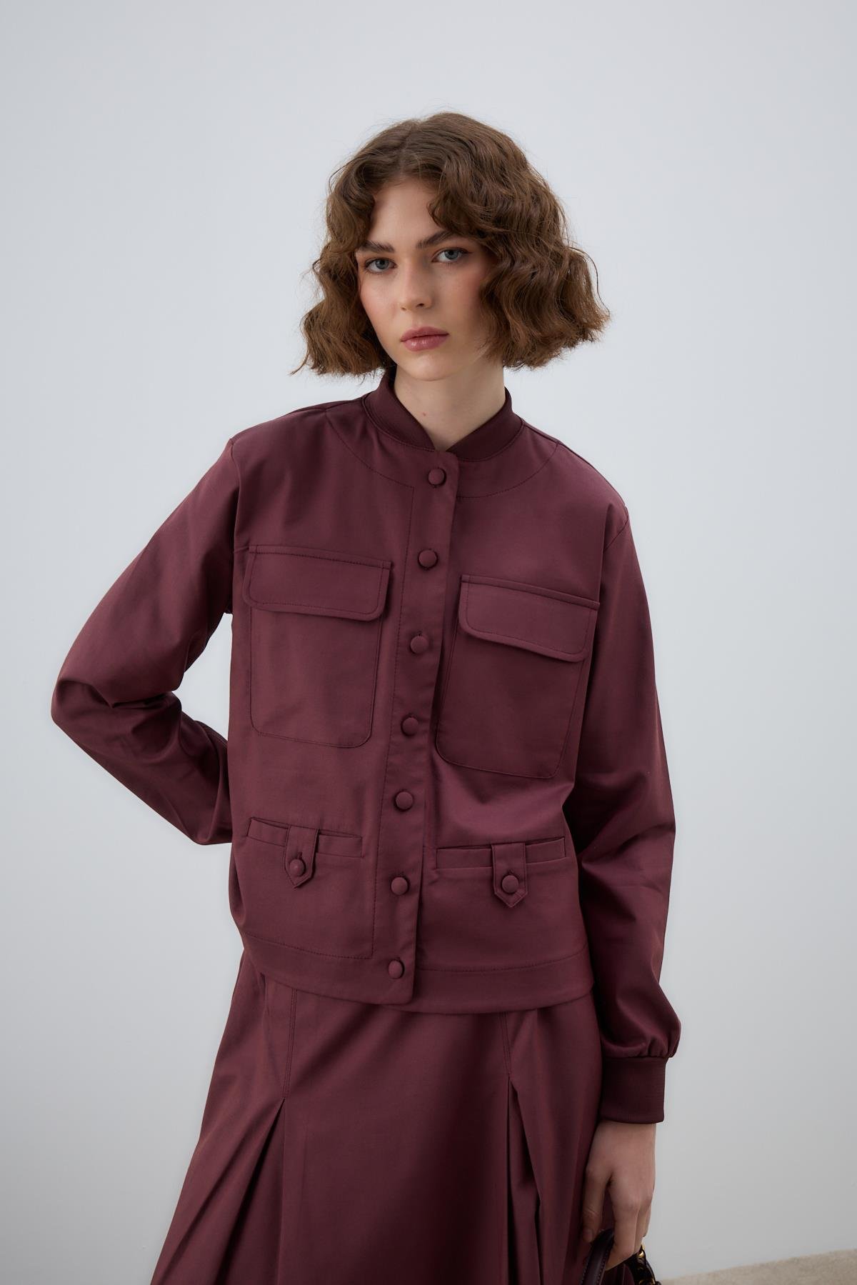 Opera Ribanalı Pileli Etekli Takım MÜRDÜM