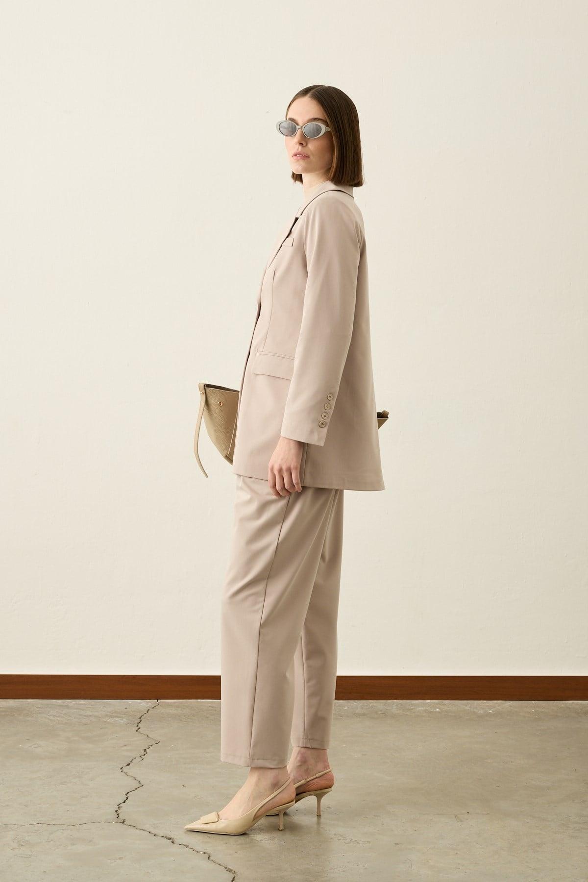 Poliviskon Blazer Düğmeli Ceket BEJ