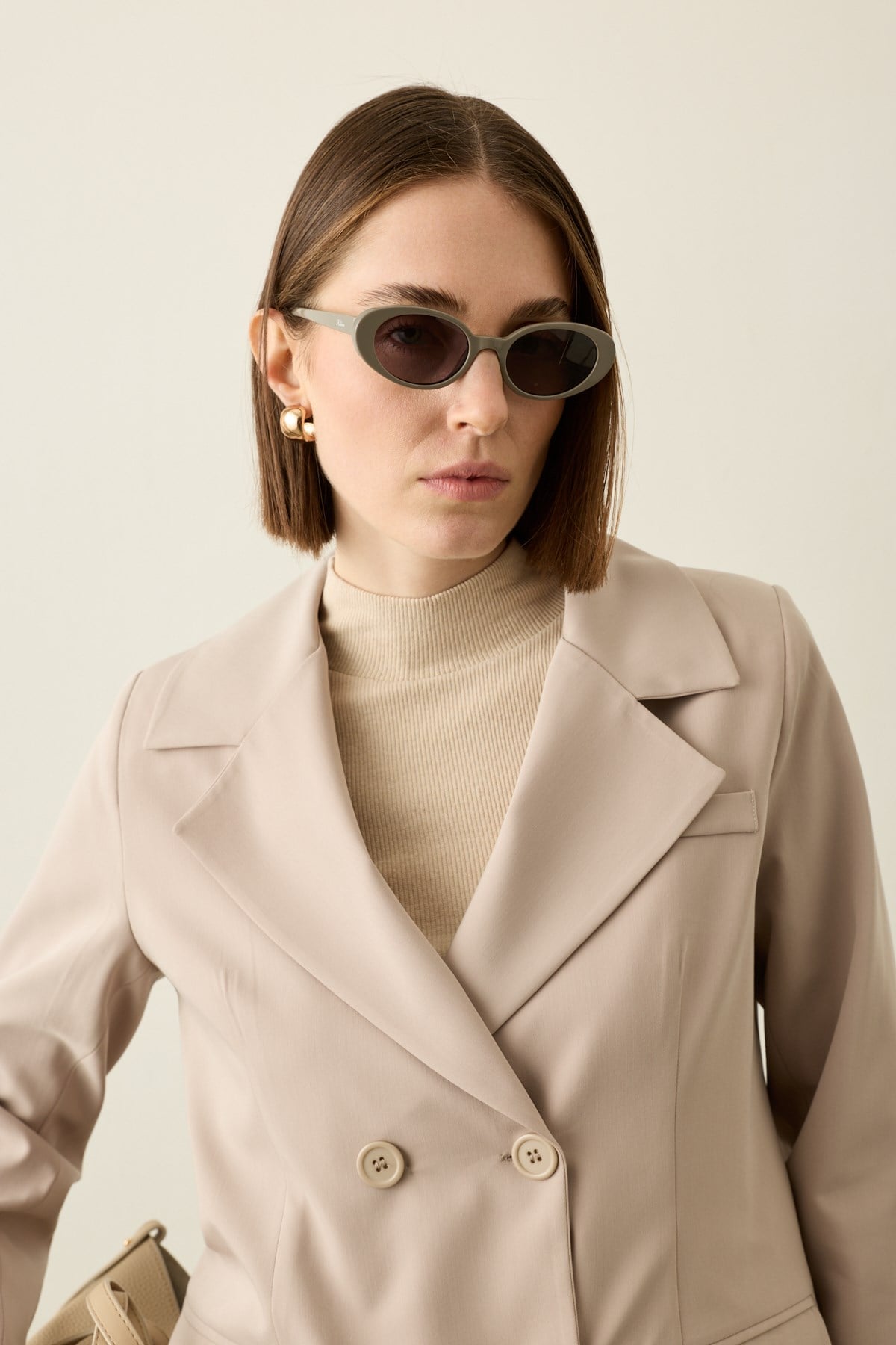 Poliviskon Blazer Düğmeli Ceket BEJ