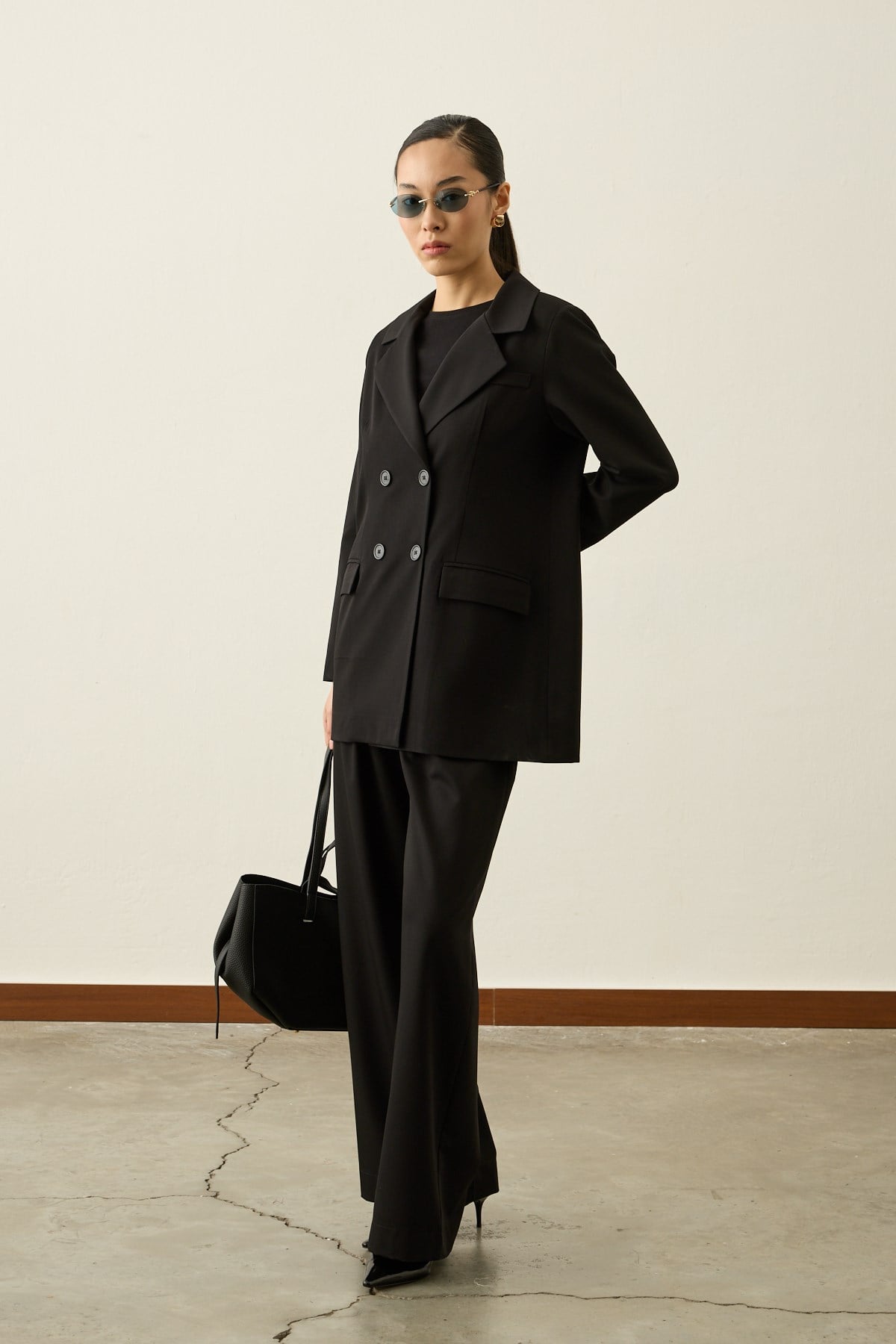 Poliviskon Blazer Düğmeli Ceket SİYAH