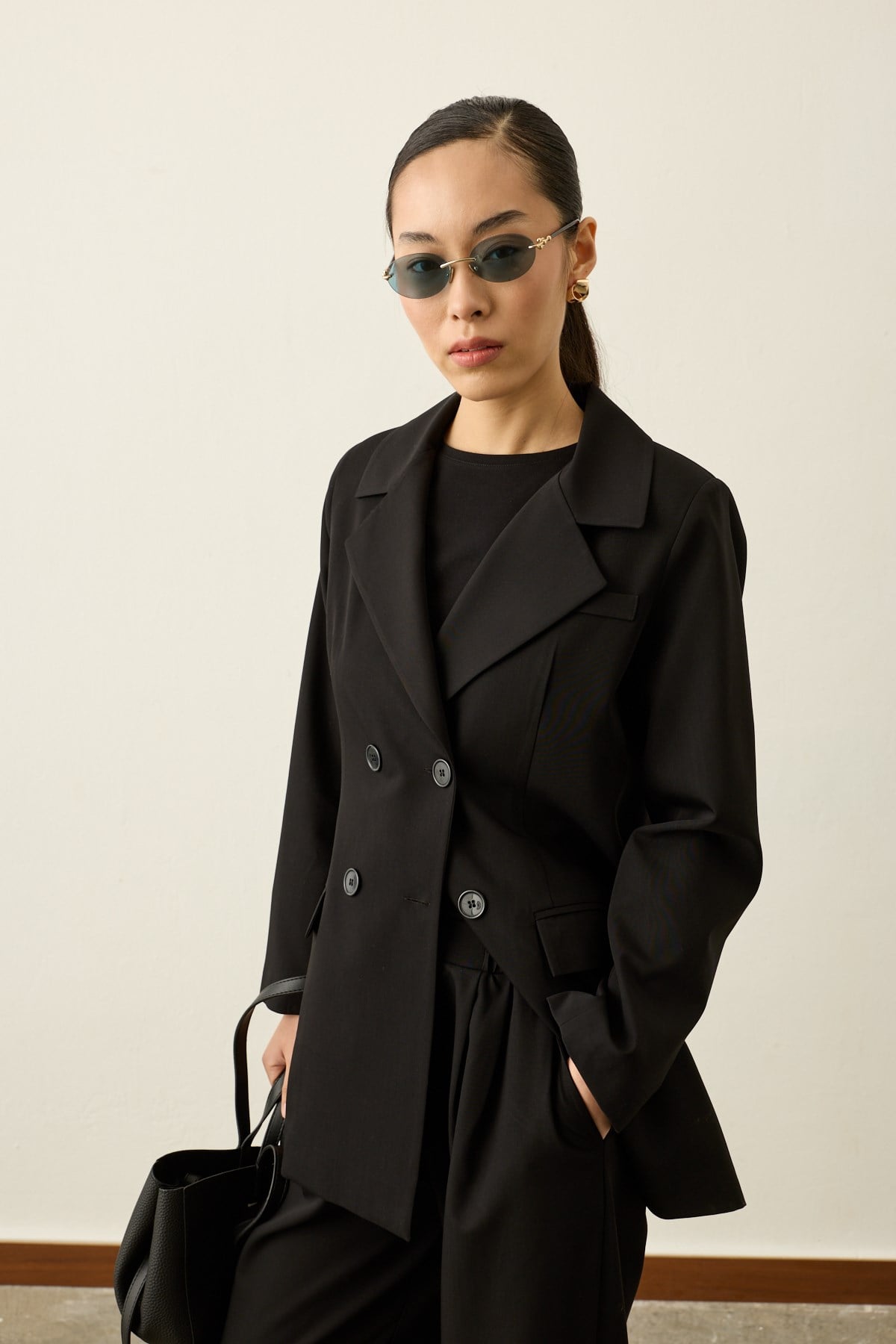 Poliviskon Blazer Düğmeli Ceket SİYAH