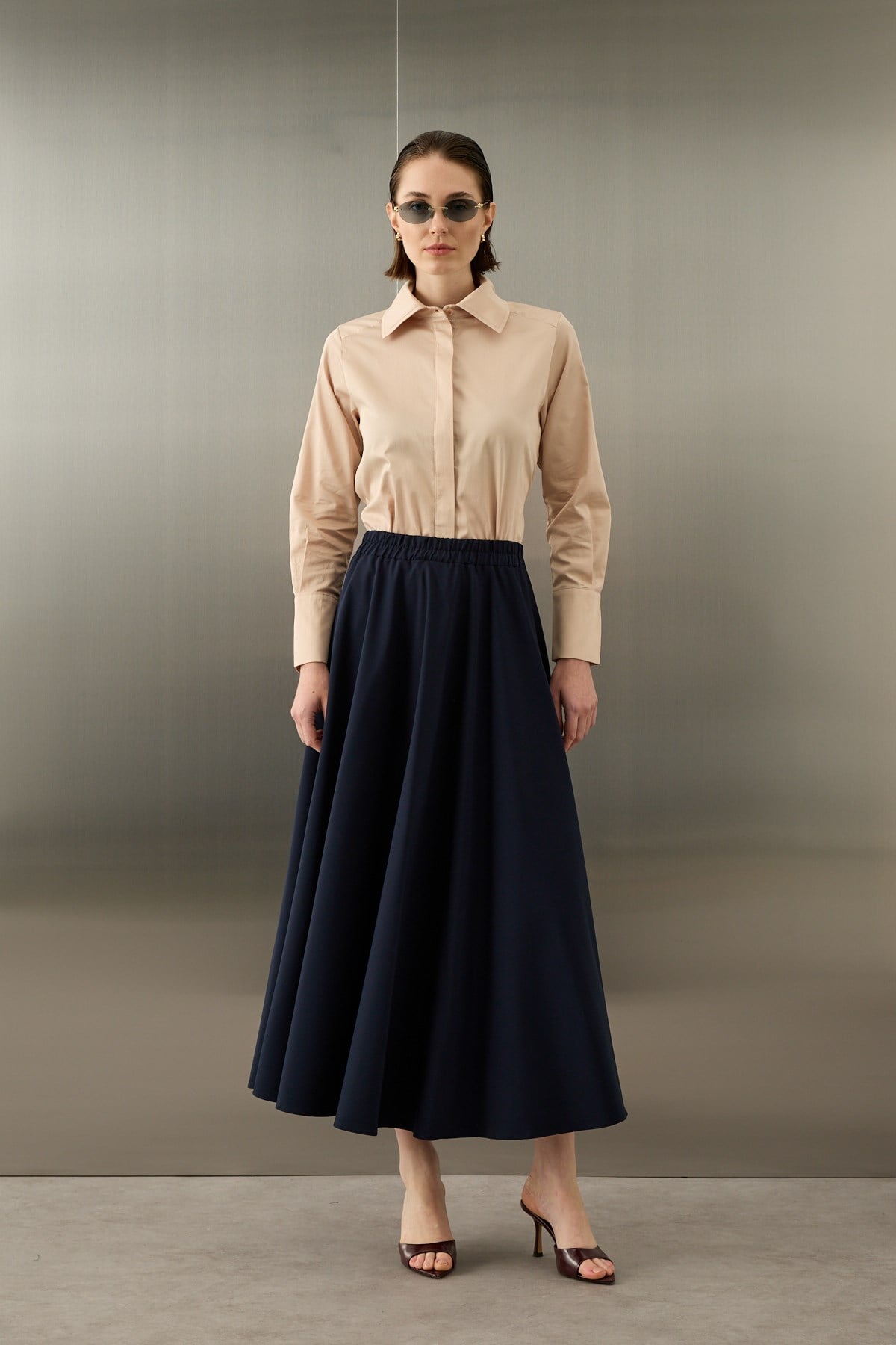 Poliviskon Kloş Etek LACİVERT