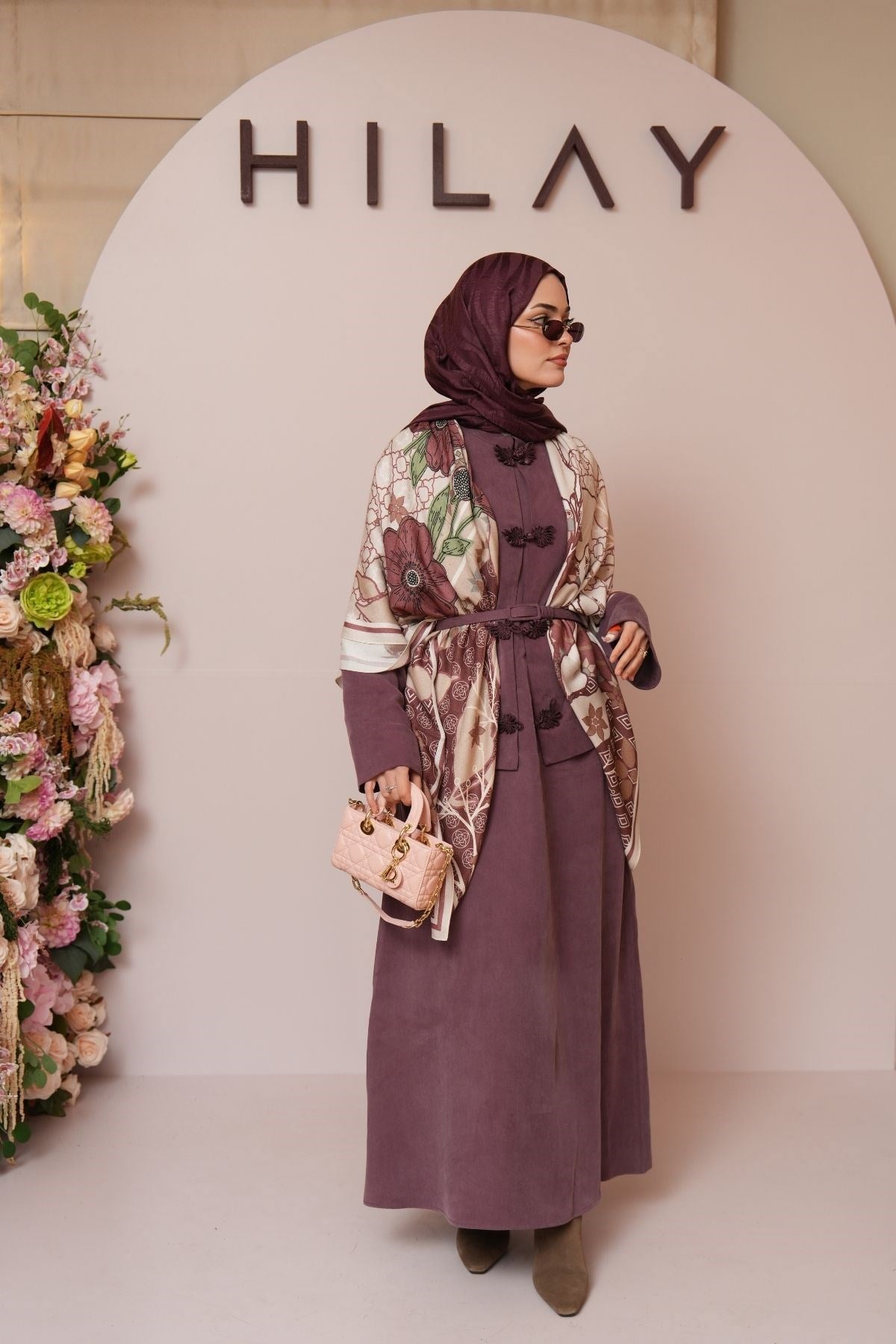 Sakura Çin Düğmeli Lyocell İçlik Elbiseli Takım MÜRDÜM