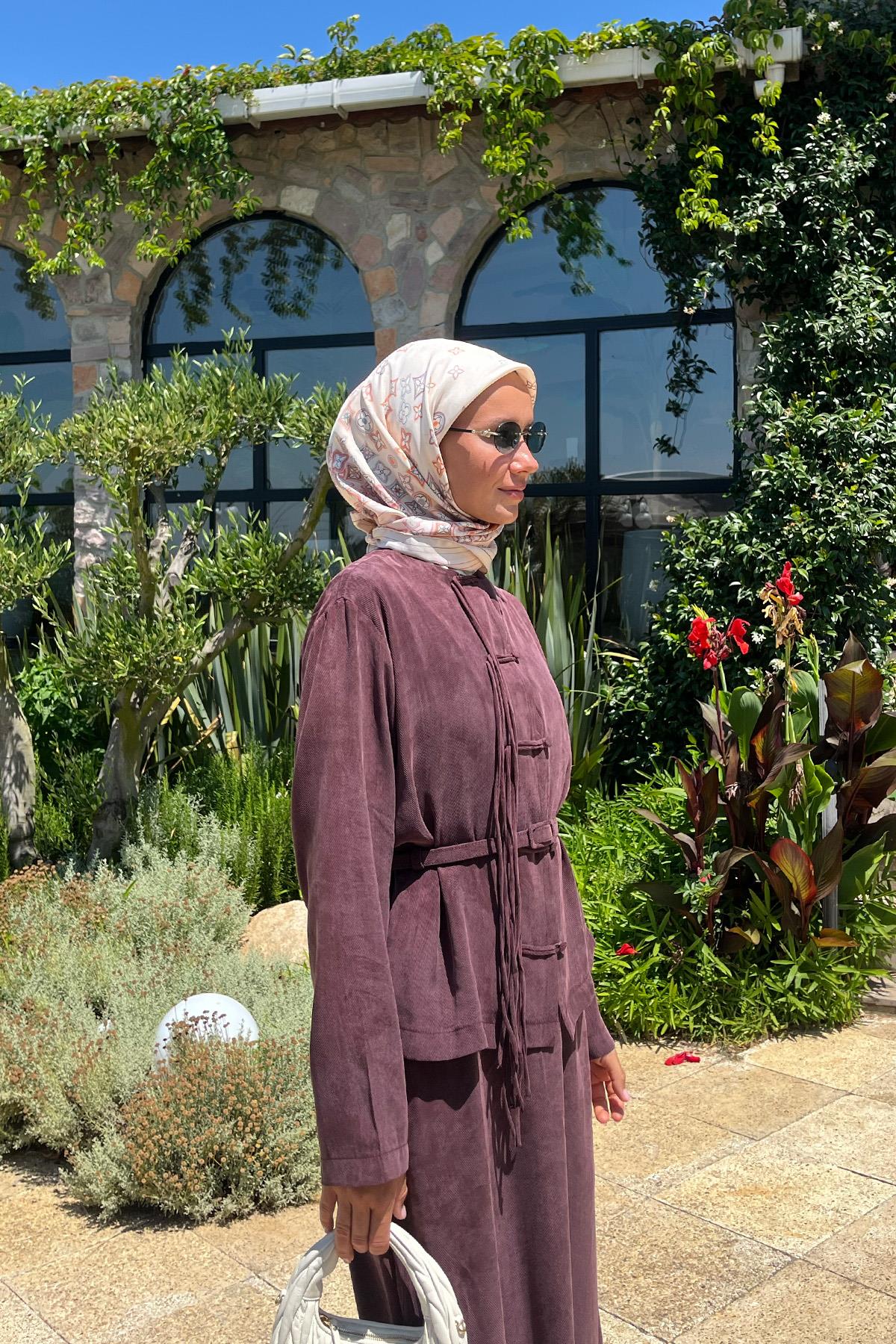 Sofia Sosis Biyeli İçlik Elbiseli Takım MÜRDÜM