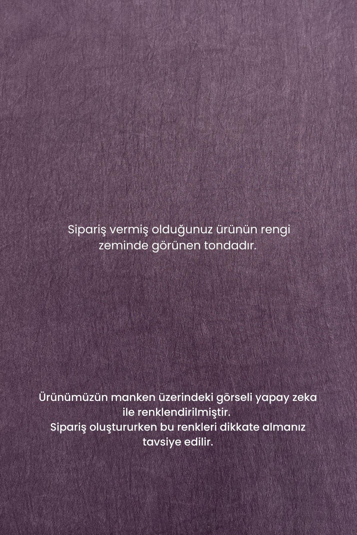 Sortie Yandan Fermuarlı Floş Lyocell Pantolonlu Takım MÜRDÜM