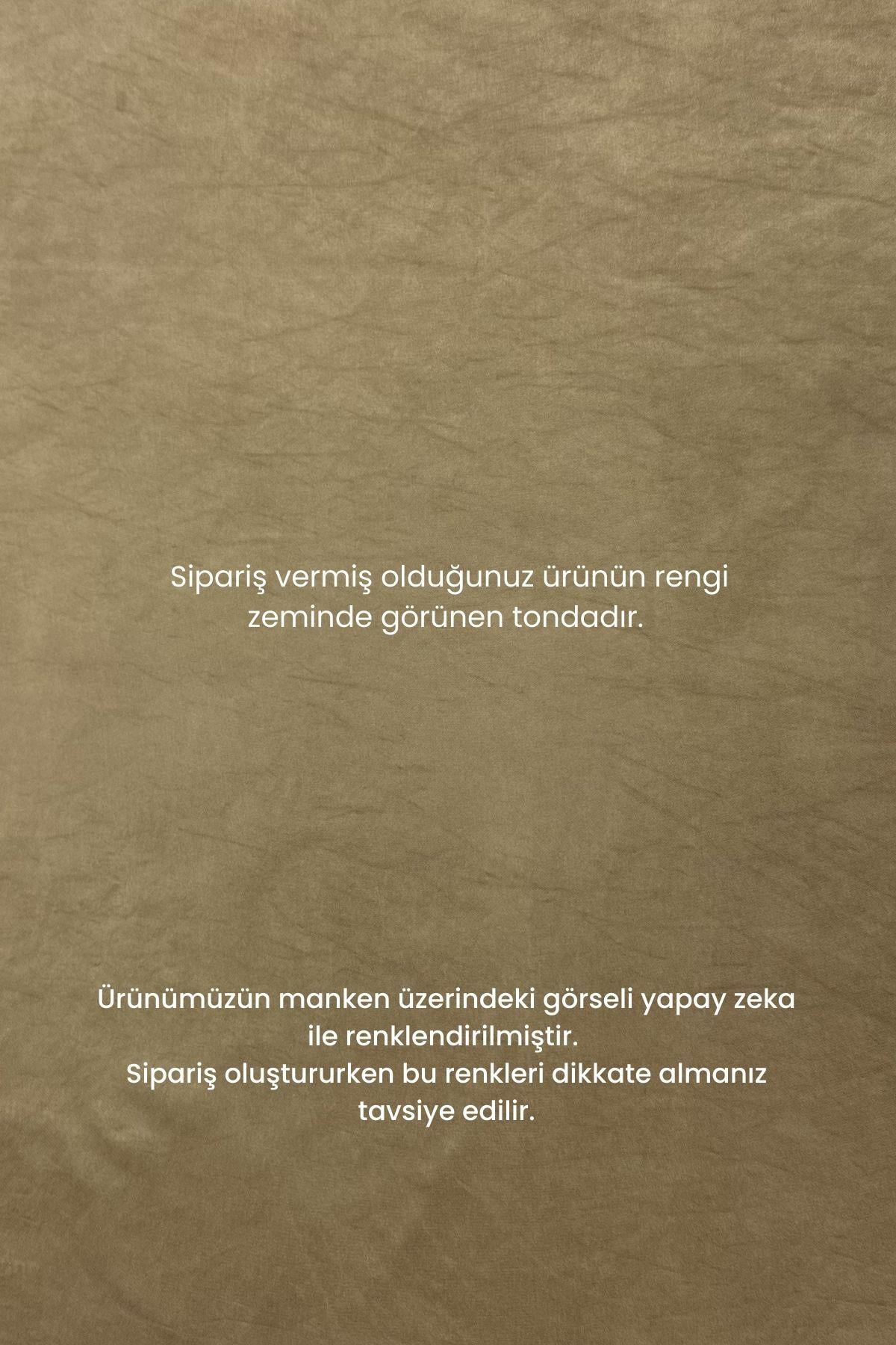 Sortie Yandan Fermuarlı Floş Lyocell Pantolonlu Takım BEJ