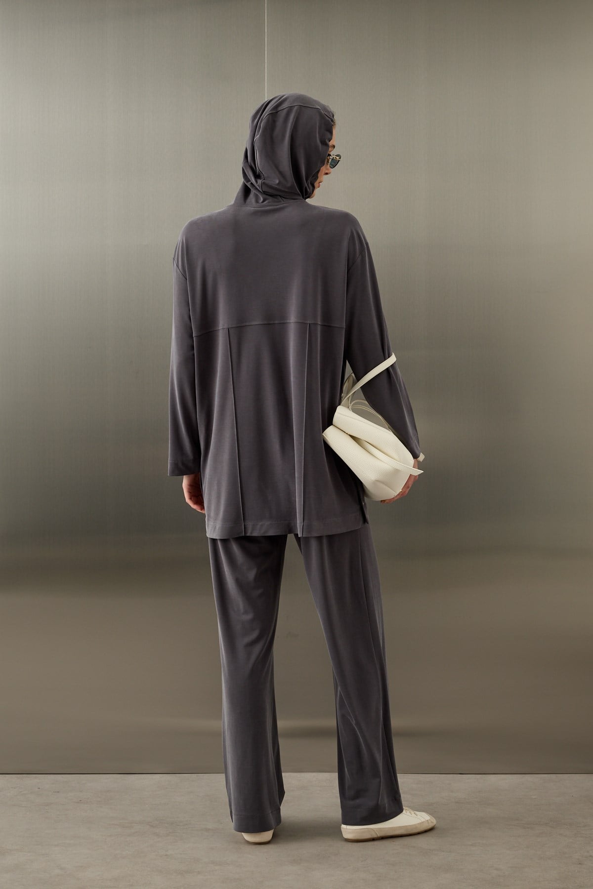 Stone Örme Rayon Eşofman Pantolonlu Takım GRİ