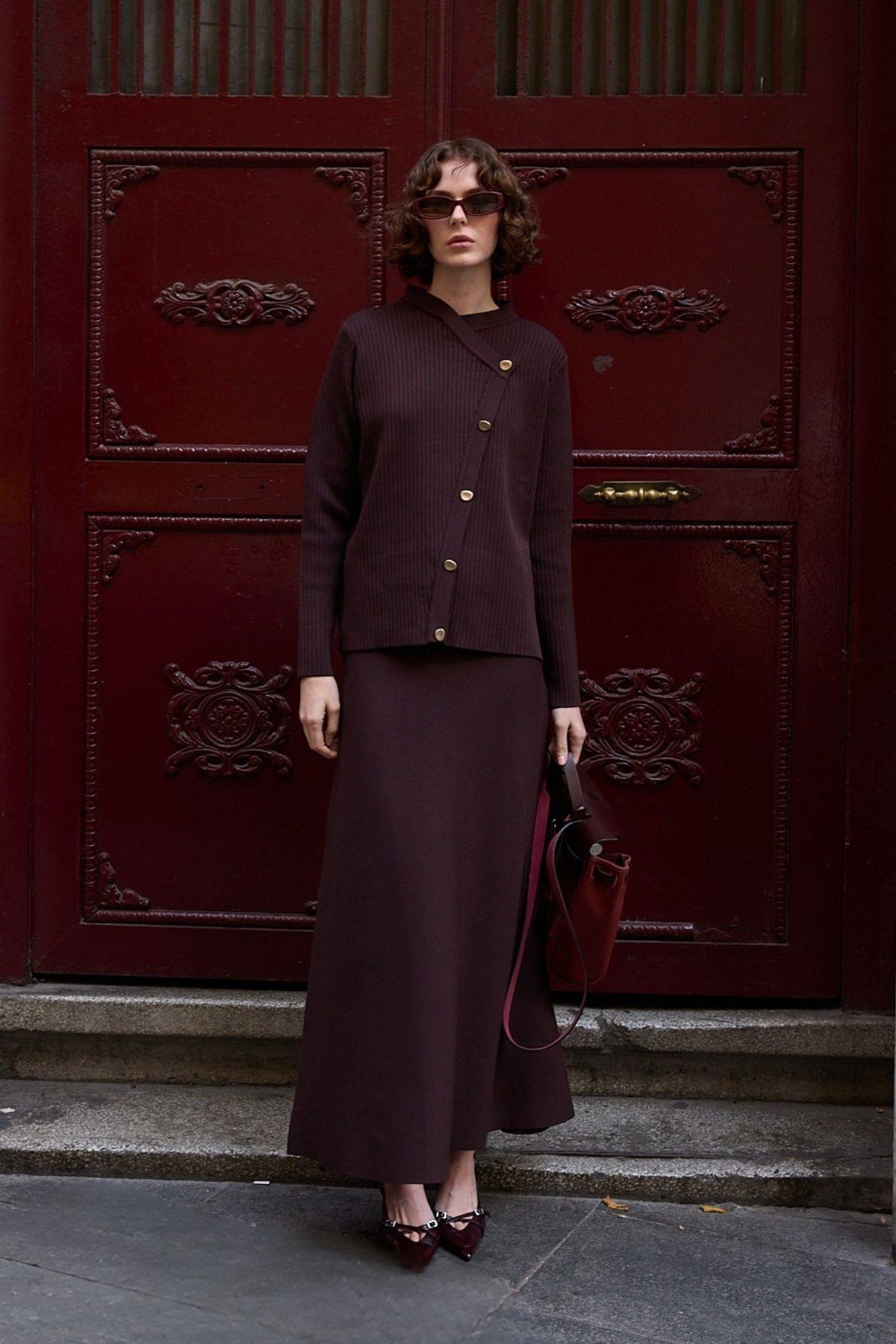 Valery Kruvaze Triko Etekli Takım KAHVERENGİ