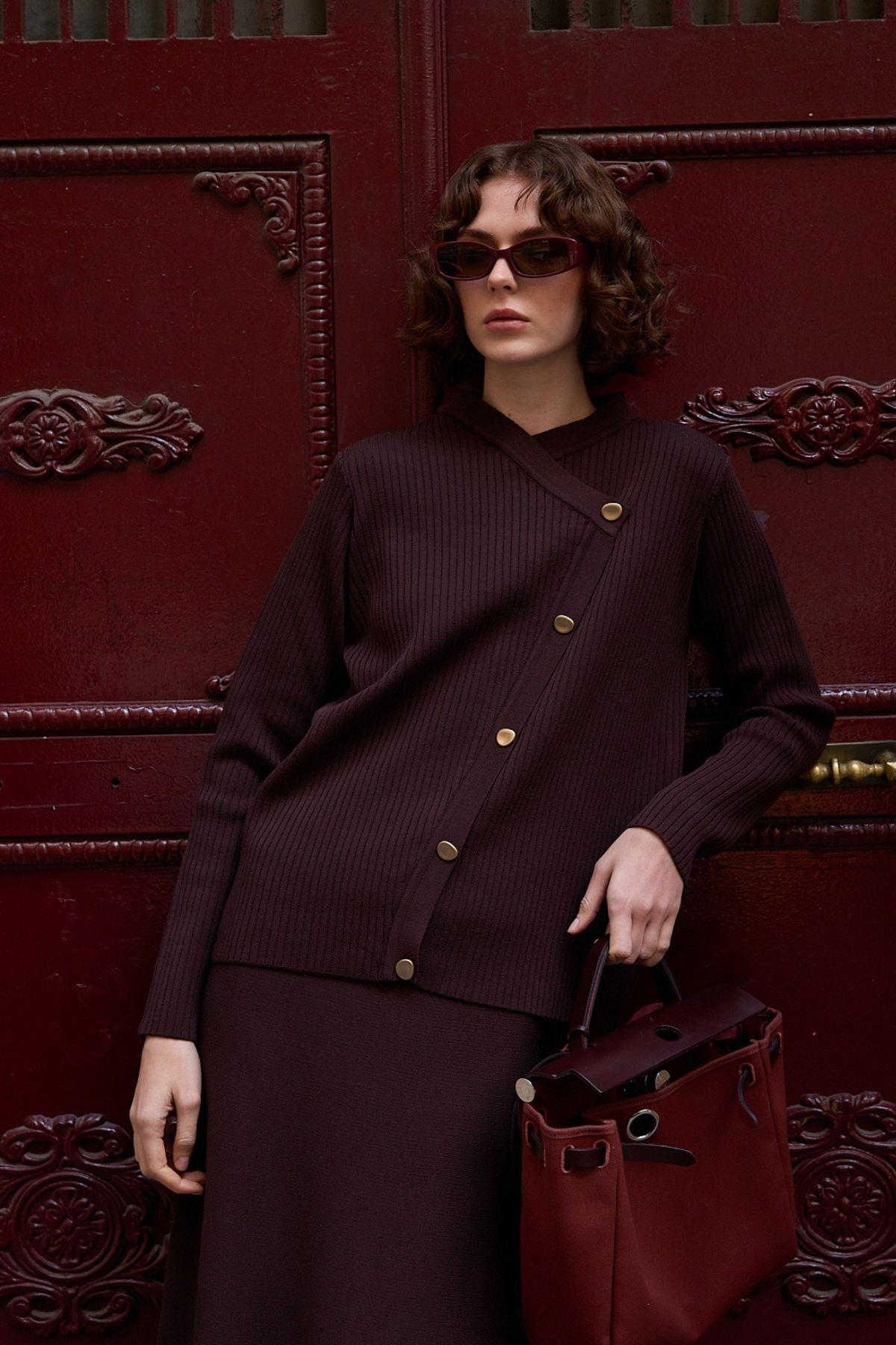 Valery Kruvaze Triko Etekli Takım KAHVERENGİ