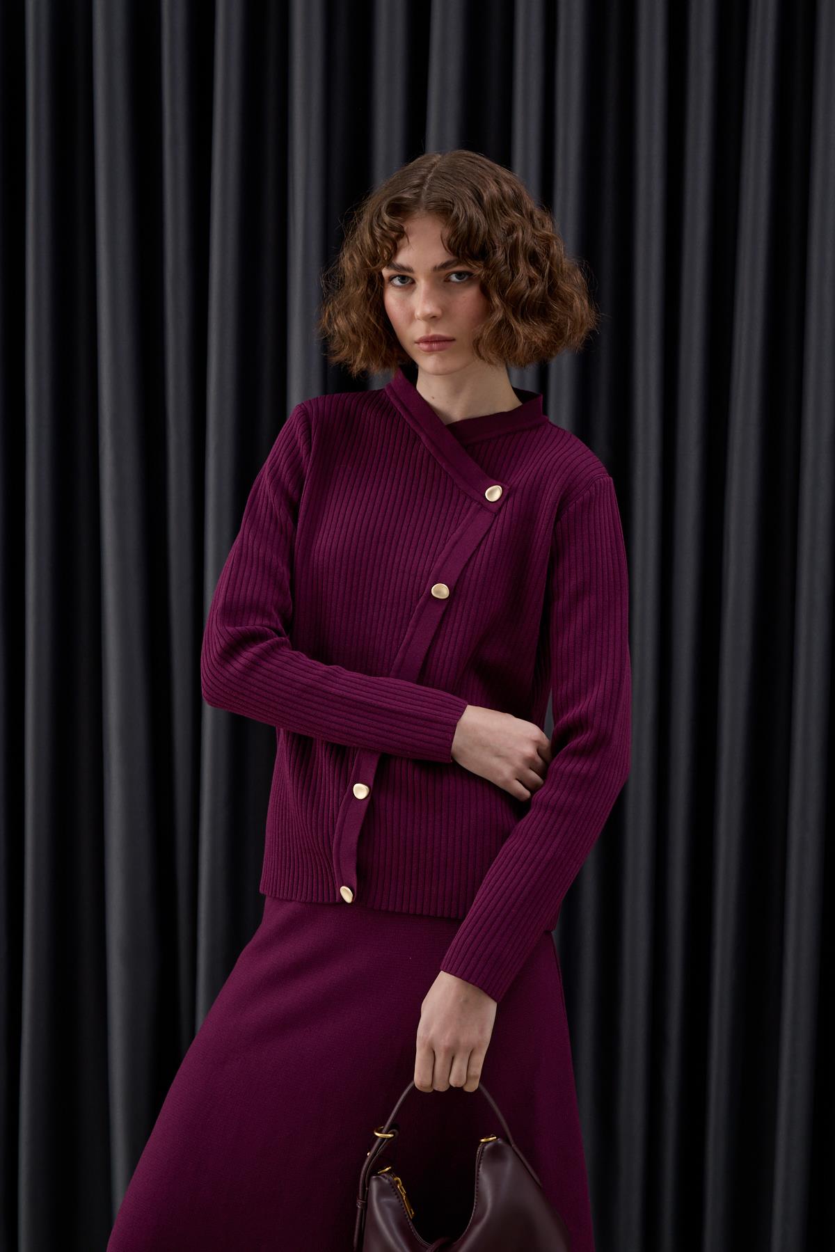 Valery Kruvaze Triko Etekli Takım MÜRDÜM