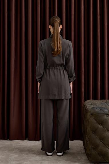 Adrian Düğmeli ve Püskül Kemerli Pantolonlu Takım ANTRASİT