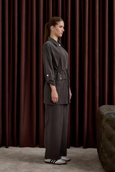 Adrian Düğmeli ve Püskül Kemerli Pantolonlu Takım ANTRASİT