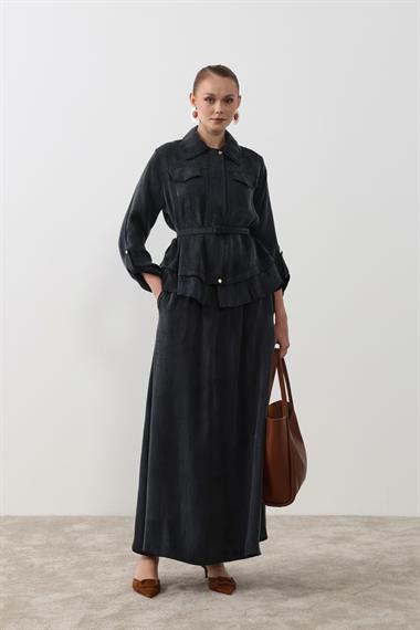 Alice Jakar Garnili Kemerli Etekli Takım SİYAH