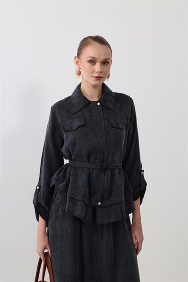 Alice Jakar Garnili Kemerli Etekli Takım SİYAH