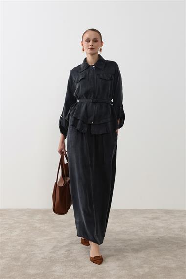 Alice Jakar Garnili Kemerli Etekli Takım SİYAH