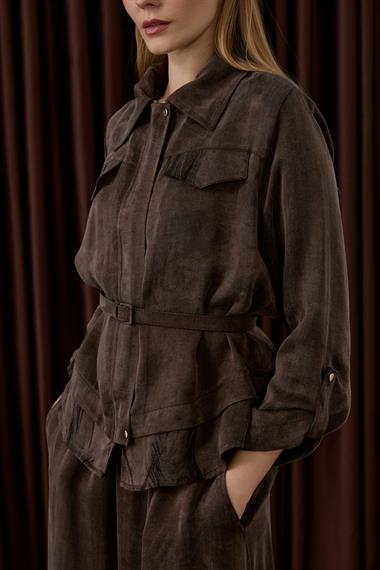 Alice Jakar Garnili Kemerli Etekli Takım KAHVERENGİ