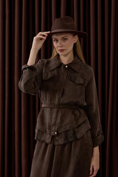 Alice Jakar Garnili Kemerli Etekli Takım KAHVERENGİ