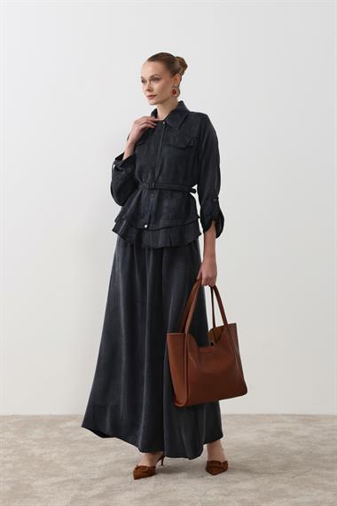 Alice Jakar Garnili Kemerli Etekli Takım SİYAH