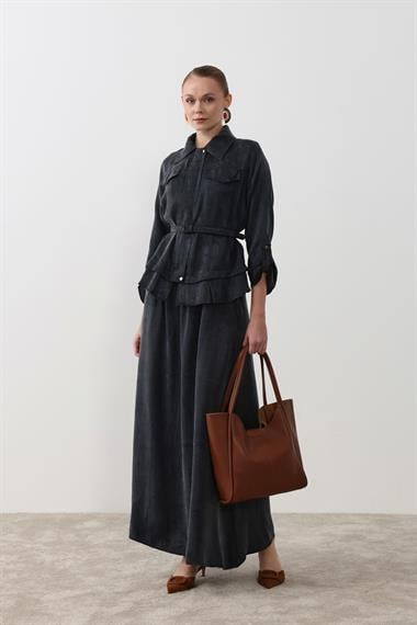 Alice Jakar Garnili Kemerli Etekli Takım SİYAH