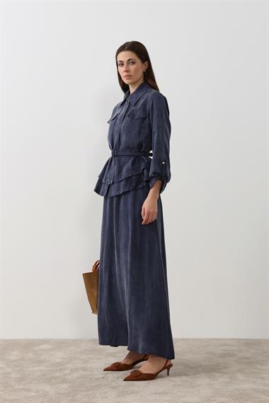 Alice Jakar Garnili Kemerli Etekli Takım LACİVERT