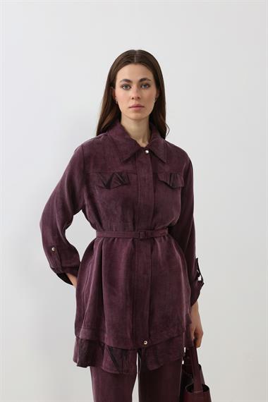 Alice Jakar Garnili Kemerli Pantolonlu Takım MÜRDÜM