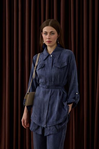 Alice Jakar Garnili Kemerli Pantolonlu Takım LACİVERT