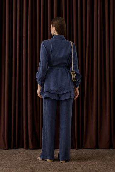 Alice Jakar Garnili Kemerli Pantolonlu Takım LACİVERT