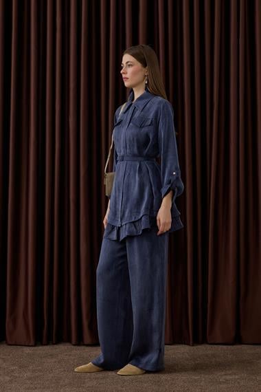 Alice Jakar Garnili Kemerli Pantolonlu Takım LACİVERT