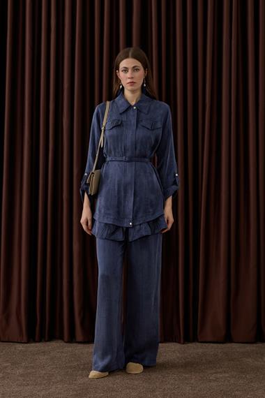 Alice Jakar Garnili Kemerli Pantolonlu Takım LACİVERT