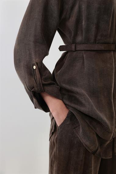 Alice Jakar Garnili Kemerli Pantolonlu Takım KAHVERENGİ