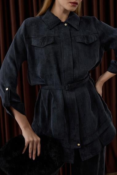 Alice Jakar Garnili Kemerli Pantolonlu Takım SİYAH