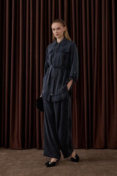 Alice Jakar Garnili Kemerli Pantolonlu Takım SİYAH